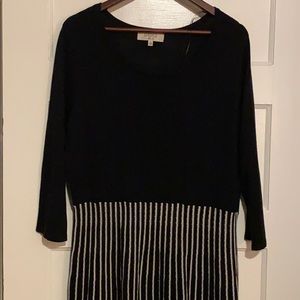 Black and white striped dress